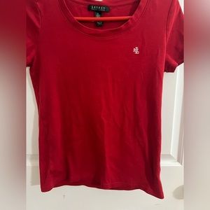 Women’s Ralph Lauren short sleeve fitted shirt. Size medium. Red.